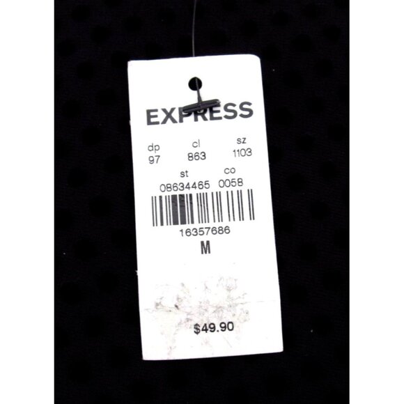 Express Black Polka Dot Cami Tank Top Womens Medium Lined Mesh Flocked Dot - Picture 6 of 10
